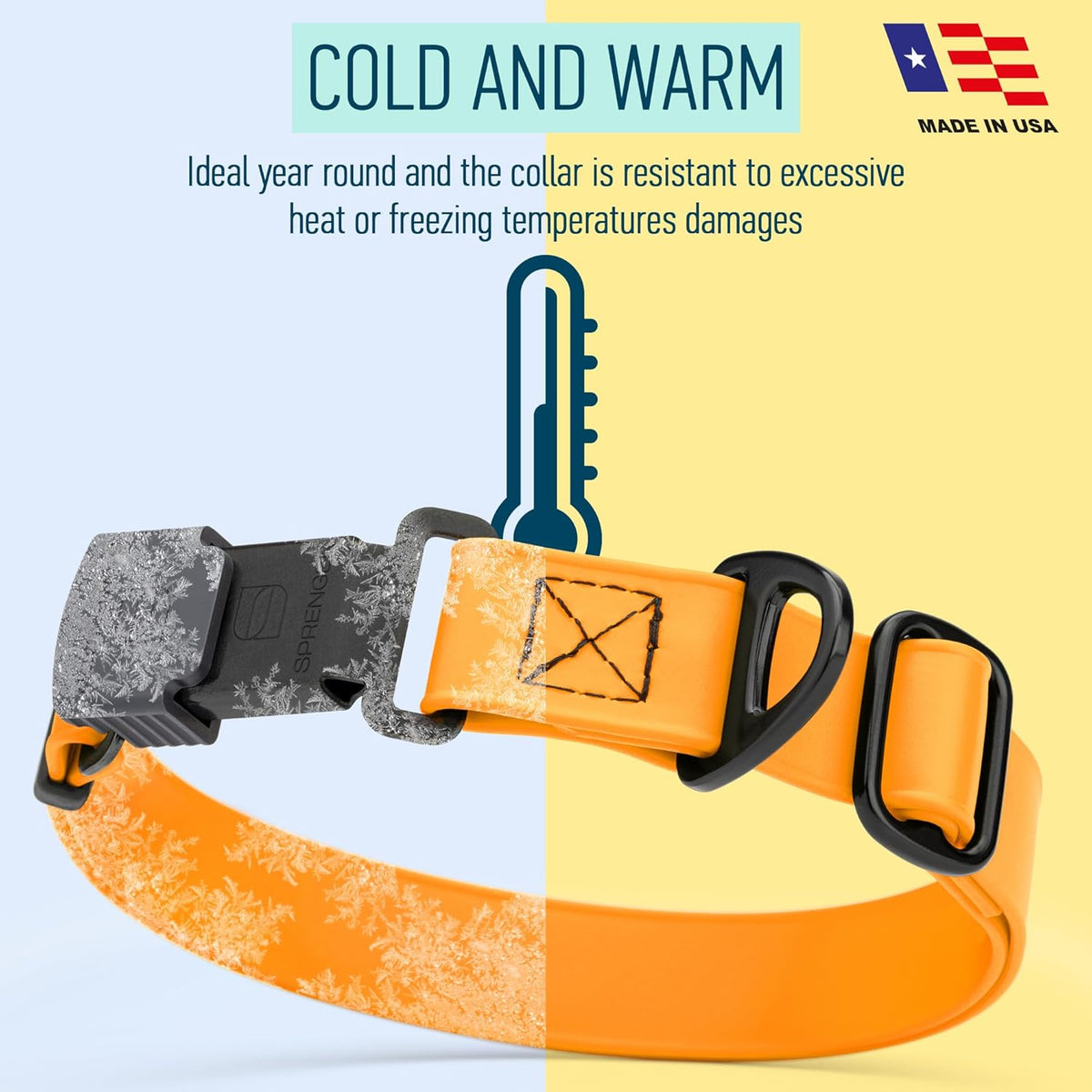 Dogline Biothane Waterproof Dog Collar with Herm Sprenger Stainless Steel Quick Release Buckle – Heavy Duty Tactical Durable Collar for Dogs – Comfortable and Safe Pet Collar, W 1" L 15-25", Tangerine