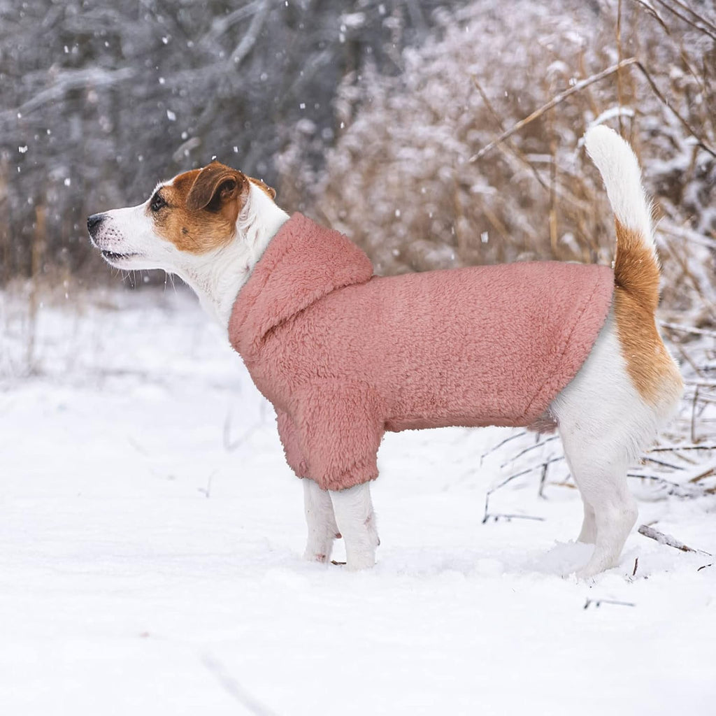 Fuzzy Dog Sweaters for Medium Dogs Dog Hoodie Sweater Clothes Warm Soft Cozy Pet Coats Hooded Sweatshirt Medium Pet Hoodie(Pink-M)