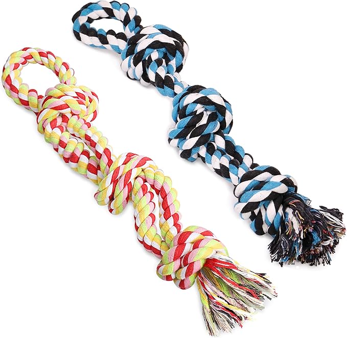 UPSKY Dog Rope Toys 2 Nearly Indestructible Pet Toys for Medium to Large Breed, Dental Cleaning Chew Toys, Dogs Tug Toy for Boredom, Teething for Aggressive Chewers
