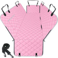 Waterproof Dog Car Seat Cover for Back Seat - Durable, Scratch Proof Pet Hammock with Nonslip Design & Storage Pockets, Fits Cars, SUVs, Trucks - S, Pink/Grey