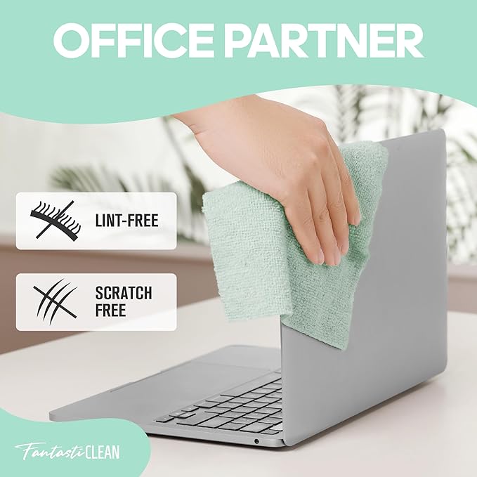 Fantasticlean Microfiber Cleaning Cloth Roll -60 Pack, Tear Away Paperless Towels, 8" x 8", Reusable Washable Rags, for House Kitchen, Pet, Office, Indoor Outdoor, Compact and Portable (Mint Green)