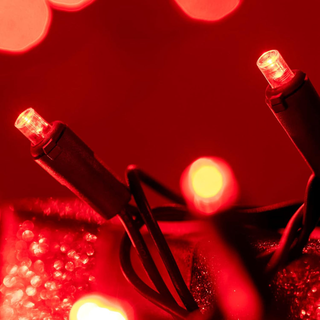 200 Count Red Wide Angle LED Christmas Lights, 66 ft Green Wire UL Certified Commercial Grade 5mm Holiday String Light Set (Red)