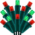 200 Count Red Green Wide Angle LED Christmas Lights, 66 ft Green Wire UL Certified Commercial Grade 5mm Holiday String Light Set (Red & Green)