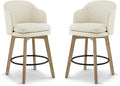 Counter Height Barstools 26 inch Upholstered Swivel Bar Stools with Back and Wood Legs for Kitchen Island,Set of 2,Linen Fabric