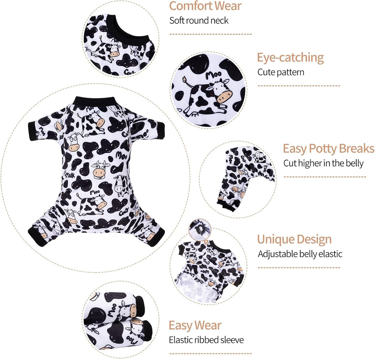 CuteBone Dog Halloween Pajamas Puppy Onesies Small Dogs Soft Pjs Coat Cat Apparel Comfy Pet Christmas Clothes Outfit Doggie Bodysuit P281M
