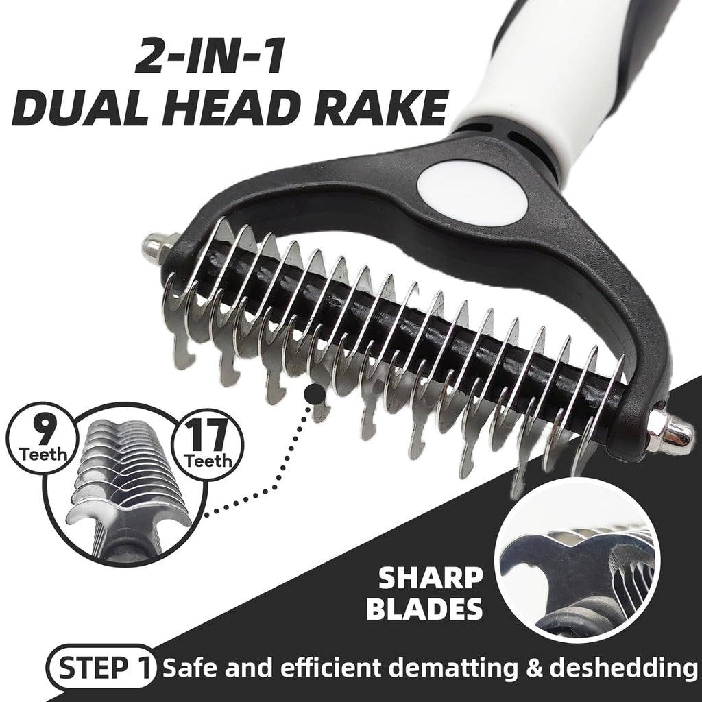 Dog Brush for Shedding, 7 PCS Dog Grooming Brush Kit, Undercoat Rake, Slicker Brush, Deshedding Comb, Bath Brush, Nail Clipper for Long & Short Haired Dogs & Cats, Black