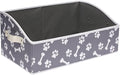 Morezi Linen-cotton blend dog toy basket and dog toy box, dog toy basket storage - Perfect for organizing pet toys, blankets, leashes, chew toys - Bone Paw