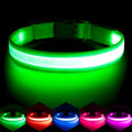 Vizpet LED Dog Collar, Light Up Dog Collar Adjustable USB Rechargeable Super Bright Safety Light Glowing Collars for Dog(Small,Green)
