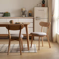 100% Solid Wood Upholstered Dining Chairs, Mid Century Modern Oak Dining Chairs with Curved Back Design with Butterfly Wing Shape for Kitchen, Dining Room, Restaurant (2PK, Log Color-Gray Cushion)