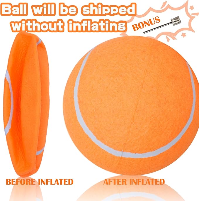 Big Tennis Ball for Dogs, Giant Dog Tennis Ball Toy Large Outdoor Sports Gift for Small Medium Large Dog (Orange, 9.5 inch)