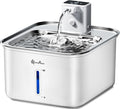 DownyPaws Cat Water Fountain Stainless Steel Cordless, 101 oz/3L FurSink Wireless Cat Water Dispenser for Pets, Battery Operated Pet Drinking Fountain with Motion Sensor, Easy Clean, White