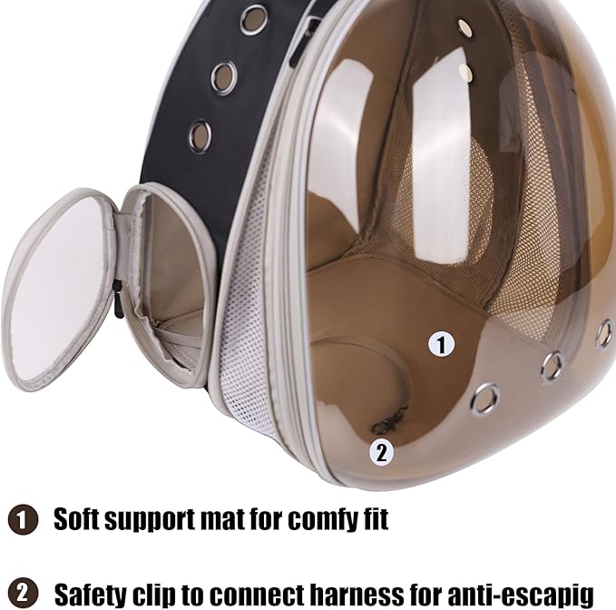Front Expandable Cat Backpack Carrier, Fit up to 20 lbs, Polarized Tinted Brown Bubble Window Pet Carrier Backpack for Large Fat Cat and Small Puppy