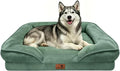 Spotted Play Orthopedic Dog Bed with Sides - Sofa Beds for Large Dogs, Supportive Foam Pet Couch Bed with Washable Removable Cover, Waterproof Lining and Non-Slip Bottom, Green - L-Plus
