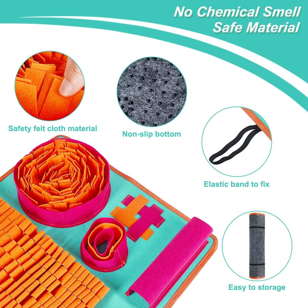 Vivifying Snuffle Mat for Dogs, Interactive Dog Enrichment Toys for Small Dogs and Cats Slow Eating and Keep Busy, Sniff Mat for Boredom and Mental Stimulation