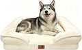 Spotted Play Orthopedic Dog Bed with Sides - Sofa Beds for Large Dogs, Supportive Foam Pet Couch Bed with Washable Removable Cover, Waterproof Lining and Non-Slip Bottom, Ivory - L-Plus