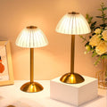 Liliful 4 Pcs LED Portable Cordless Table Lamp Touch Battery Operated Rechargeable Desk Lamp 3 Color Dimmable for Bedroom Living Room Dining (Mushroom Style,Gold)