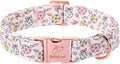 Easter Dog Collar, Pastel Floral Egg Easter Collars for Puppy Small Dogs, Cute Girly Spring Holiday Dog Collars, Adjustable Heavy Duty Female Pet Collar with Metal Buckle XS