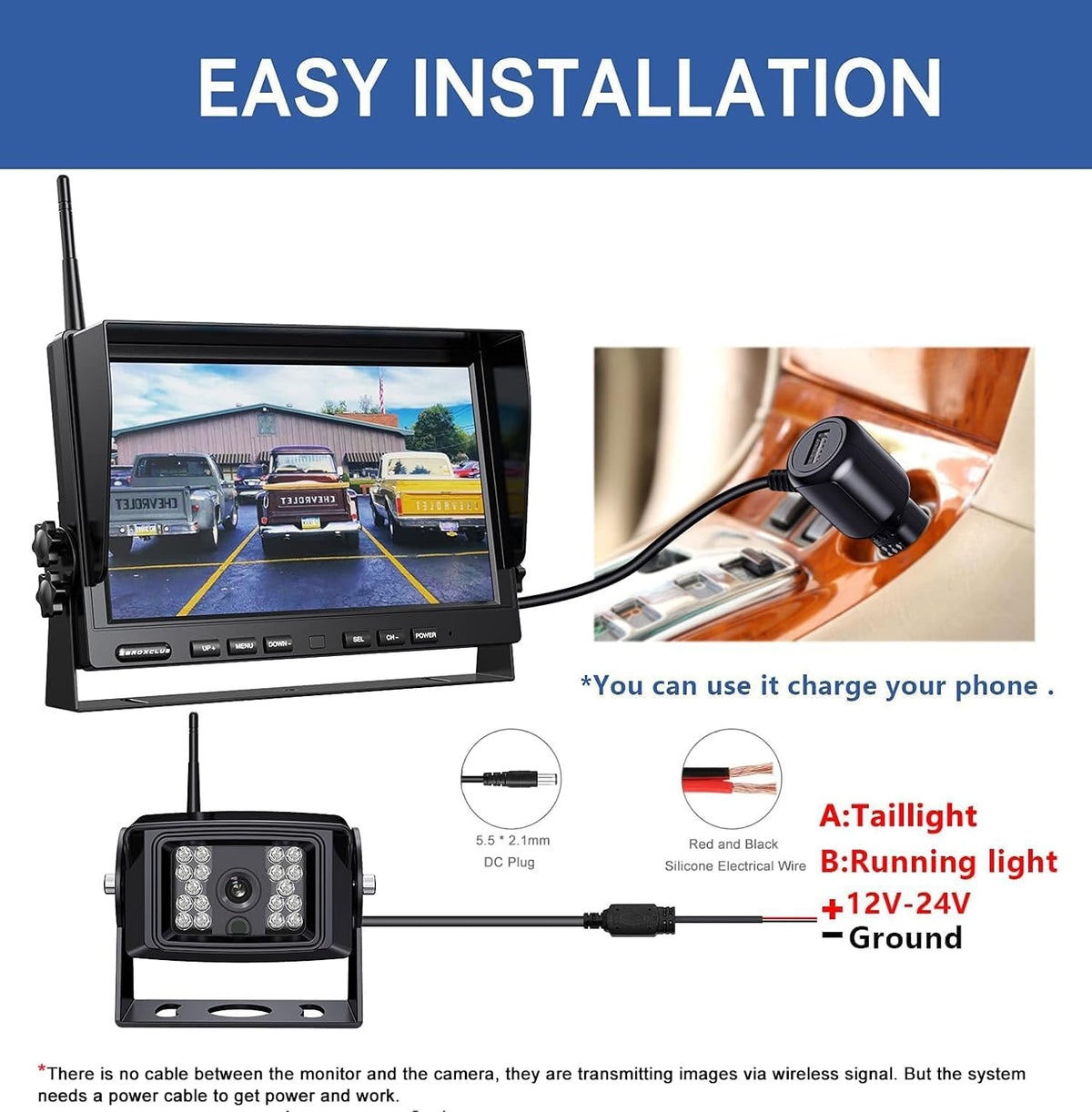 1080P Wireless Backup Camera System with 10 Inch DVR 4 Split Monitor, IP69 Waterproof Stable Signal Record Wireless 1 Rear and 2 Side View Cameras for RV Truck Trailer Camper (BW103)