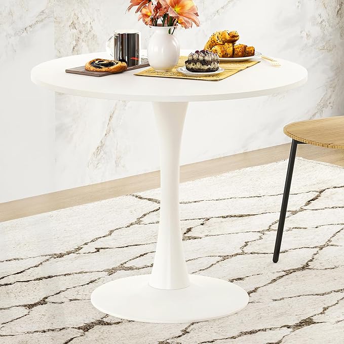 Stary 31.5" Small Round Dining Tulip Table Seats Up to 2-4 People,Wood Tabletop with Metal Pedestal Base