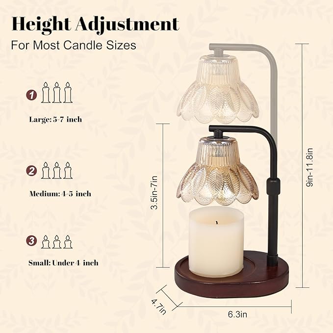 Candle Warmer Lamp with Timer and Dimmer-Candle Warming Lamp for House Warming Gifts,Brithday Gifts for Women Mom,Adjustable Height for Wax Warmer Lamp,Home Decor