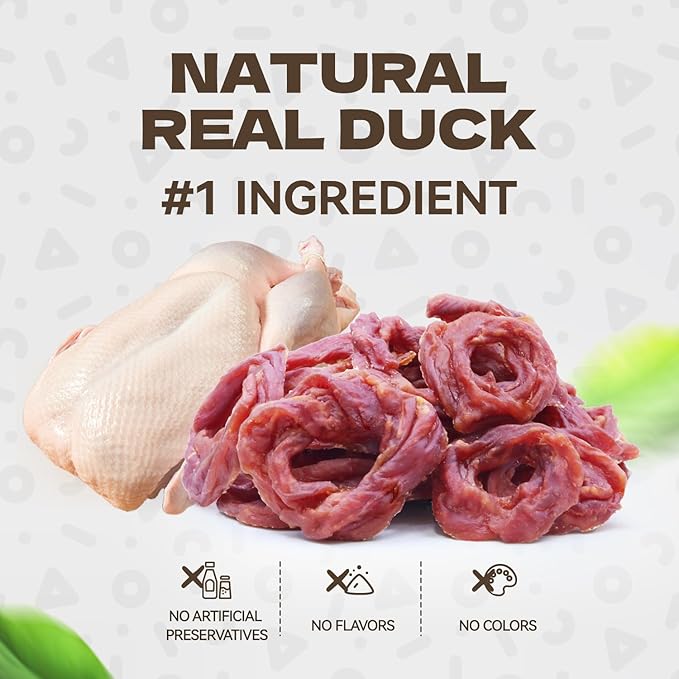 Duck Rings Dog Treats, Natural Duck Breast Jerky Rawhide-Free Soft Chews Healthy Dog Training Treats for Small Medium Large Breed 10.58oz