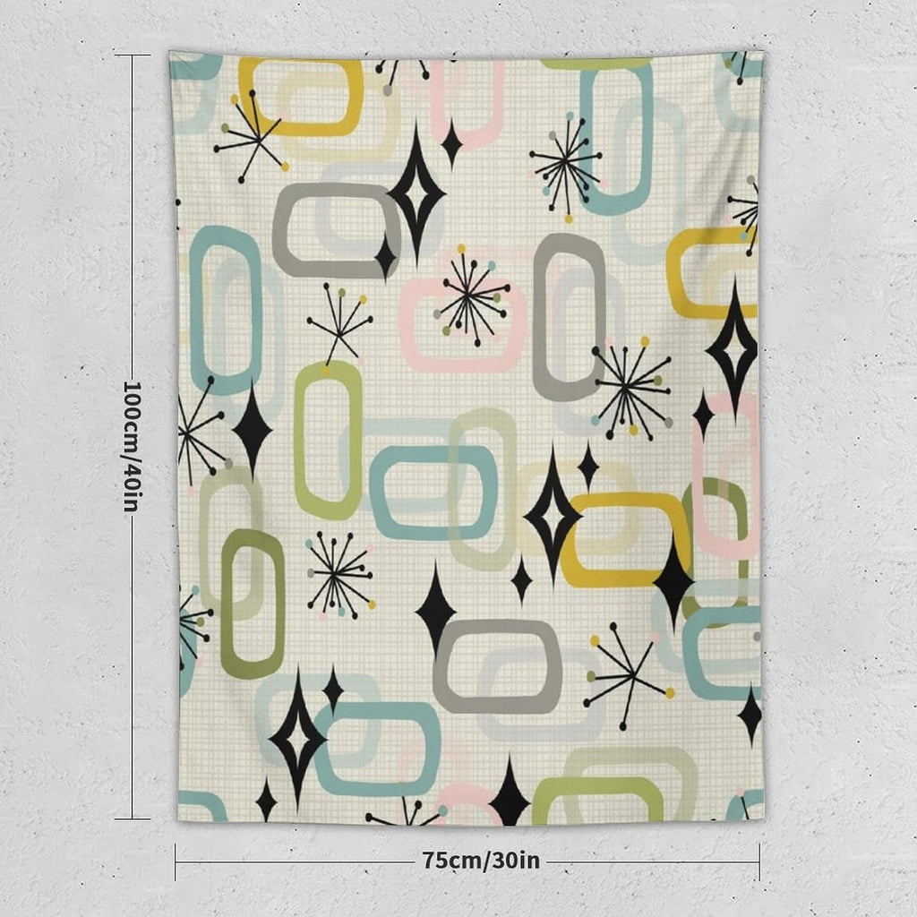 ICMOLYYENLO Boho Medieval Cat Tapestry, Abstract Atomic Starburst Geometric Aesthetic Art Wall Hanging For Bedroom Living Room Dormitory 60x80 Inches