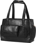 Dog Carrier Purse, Fashion Leather Pet Carrier Bag, Airline Approved Soft Sided Cat Travel Tote Bag with Pockets Black