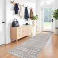 3x10 Runner Rug for Hallway: Washable Rug Runners Low Pile Rug with Rubber Backing Floor Mat Non Slip Moroccan Indoor Carpet for Kitchen Bedroom Entryway 3x10 Geo Grey