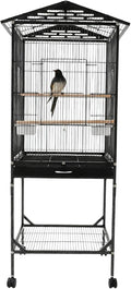 Bird Cage with Stand 54 Inch Birdcages with Pull-Out Tray, Rolling Bird Cage Stand with Wheels for Parakeets, Parrot, Cockatiel, Pigeon, Finch Cage for Birds(Black)