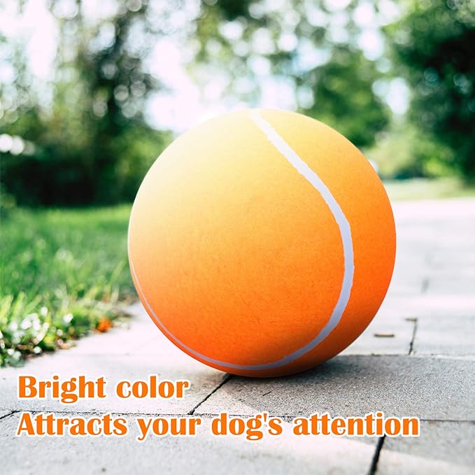 Big Tennis Ball for Dogs, Giant Dog Tennis Ball Toy Large Outdoor Sports Gift for Small Medium Large Dog (Orange, 9.5 inch)