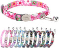 Personalized Breakaway Cat Collar with Bell - Name and Phone Number Engraved for Boys and Girls Kitten (Floral)