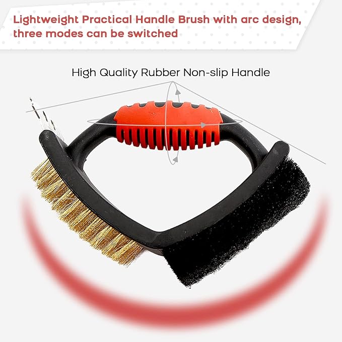 QBLEEV Bird Cage Cleaner, Stainless Steel Triangle Brush Set, Multi-Function Copper Bristle, Lightweight & Durable, Includes Cleaning Brush, Red