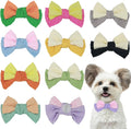 10 PCS Dog Bow Ties, Color Block, Adjustable Pet Bow Tie for Small Medium Large Dog Cat, Collar Attachment Sliding Bowties with Rubber Bands, Grooming Accessories for Wedding Party