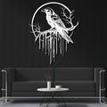 Crow Metal Wall Decor, Raven Wall Art, Large Gothic Raven Decor Hangings, Bird Wall Decor, Metal Tree Branch Decor, Ravens Sign, Raven Art for Living Room (White, 47"x38" | 120x96cm, metal wall art)