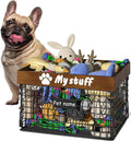 Dog Toy Bin Toy Basket Metal Storage Box with Handles Dog Organizer Chew-Proof Dog Toy Box Blankets Leashes Chest Puppy Dog Toy Storage Wood Metal Container Home Decor Pet Toys Dog Cat