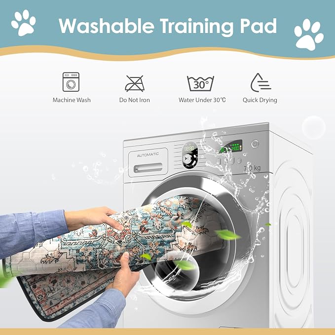SCLOSE Washable Pee Pads for Dogs Large 2 Pack, 48" x 48" Reusable Puppy Pads Waterproof Dog Rugs, Super Absorbent, Leakproof, Dog Crate Pad, Playpen Mat, Whelping Pads, Blue Medallion