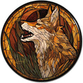 Lygond Metal Sign Tin Sign Circular Stained Glass Coyote Gardening Poster for Home Decor 8×8 Inches