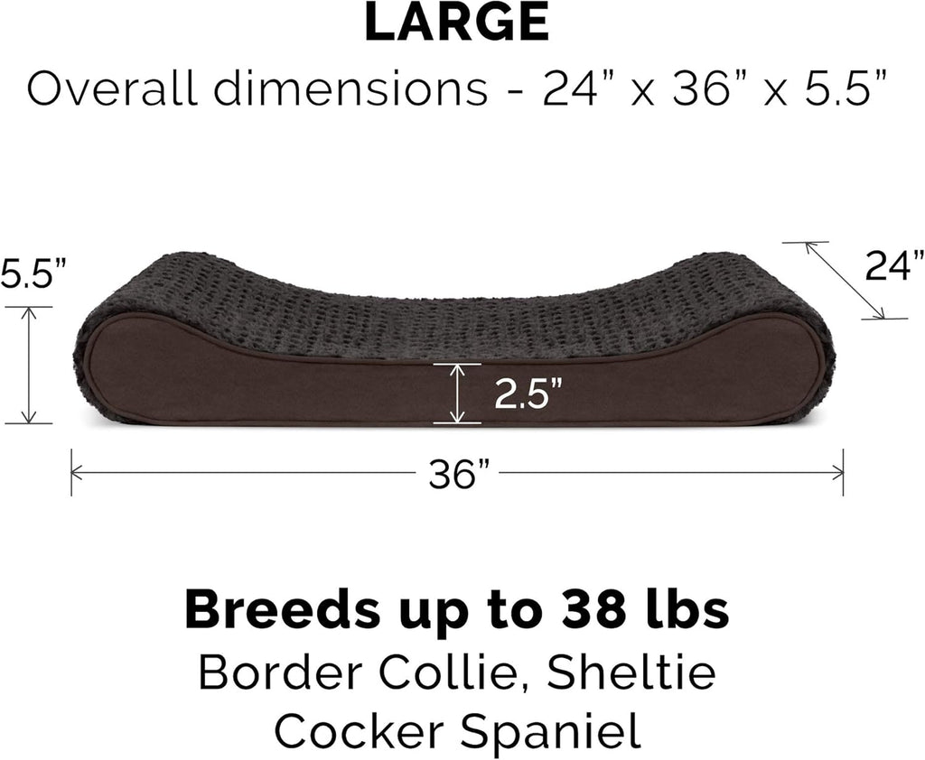 Furhaven Orthopedic Dog Bed for Large/Medium Dogs w/ Removable Washable Cover, For Dogs Up to 38 lbs - Ultra Plush Faux Fur & Suede Luxe Lounger Contour Mattress - Chocolate, Large