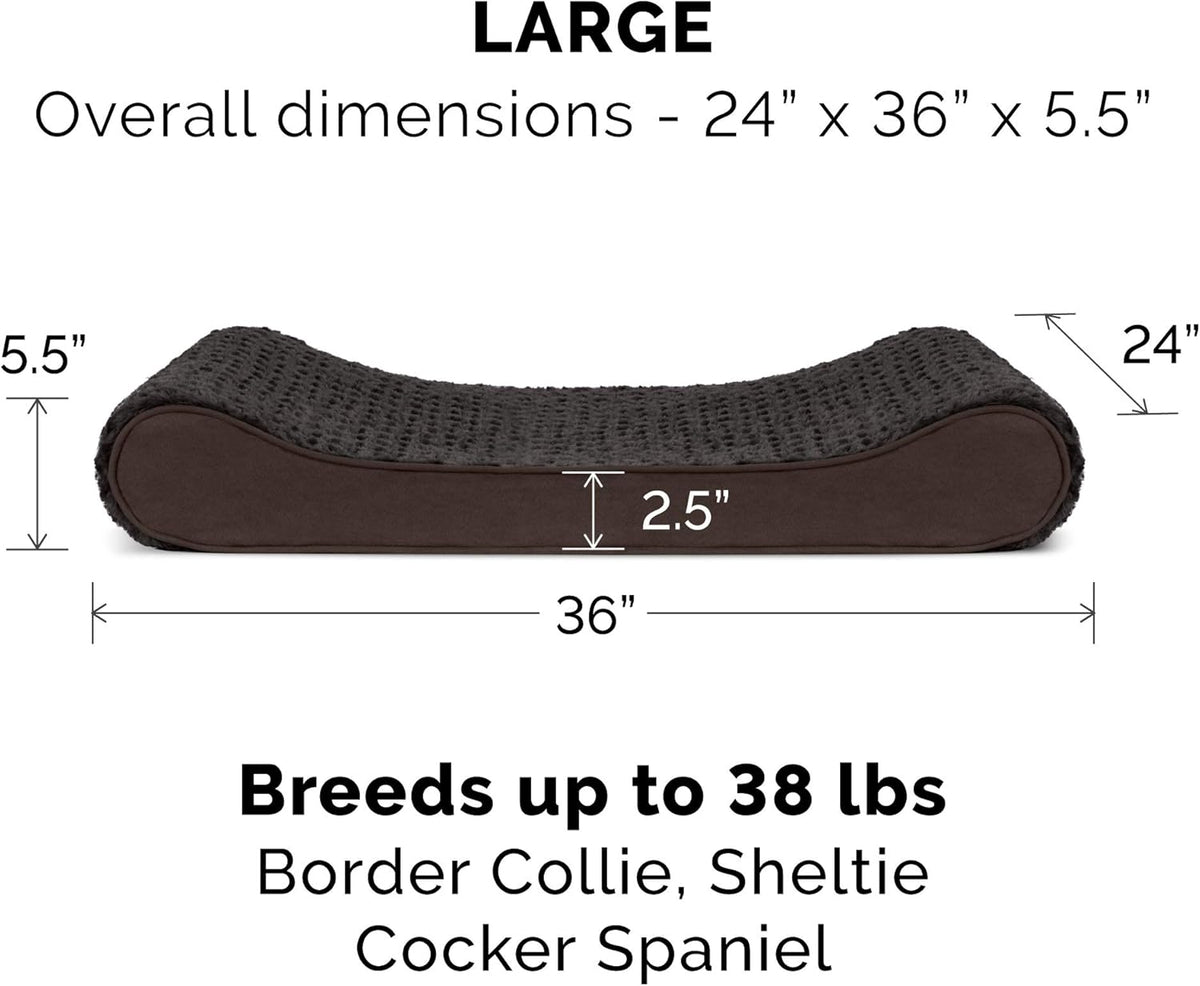 Furhaven Orthopedic Dog Bed for Large/Medium Dogs w/ Removable Washable Cover, For Dogs Up to 38 lbs - Ultra Plush Faux Fur & Suede Luxe Lounger Contour Mattress - Chocolate, Large