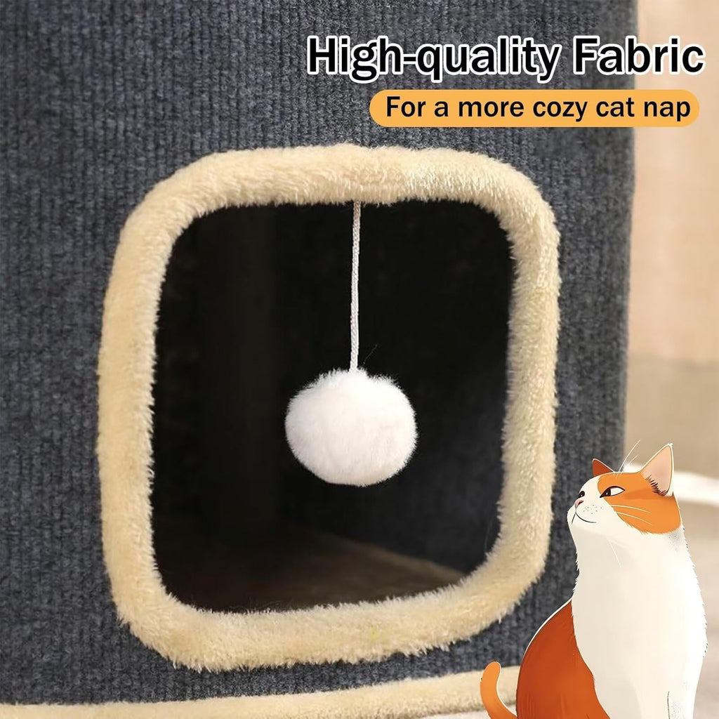 Cat House for Indoor Cat Beds, Multi-Level Cat Condo Foldable Cat Cave (1-Level)