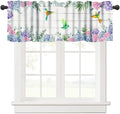 Vintage Boho Flower Valance Curtains, Watercolor Hydrangea Floral Butterfly Spring Bird Board Pink Blue Wildflower Window Valance Curtain for Farmhouse Bedroom Living Room Kitchen 54x18inch