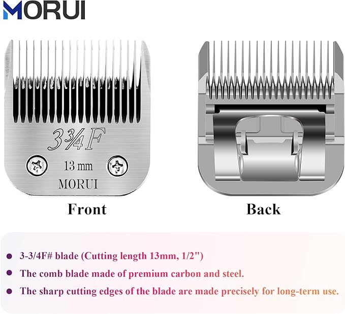 3-3/4F Cut Length 1/2"(13mm) Detachable Pet Dog Clipper Blades UltraEdge Series Clipper Blades for Dog Grooming Compatible with Most Andis,Oster A5 Wahl KM Series Clippers