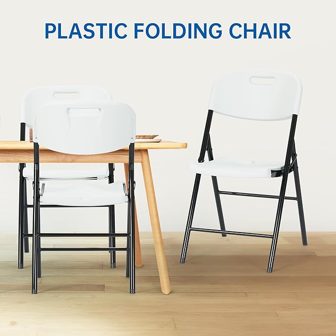 70 Pack Thicker 800 LBS White Folding Chairs, Commercial Grade Folding Chair, Foldable Chairs for Events