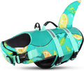 Dog Life Jacket,Dog Life Vest for Swimming,Dog Shark Life Jacket with Rescue Handle,Adjustable Reflective Dog Life Preserver for Large Dog,Green Print L
