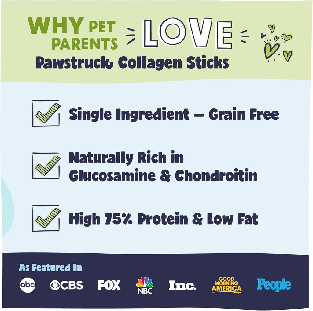 Pawstruck Natural Large 12" Beef Collagen Sticks for Dogs – Long-Lasting Rawhide Alternative, High Protein Treats with Chondroitin & Glucosamine – 5 Pack