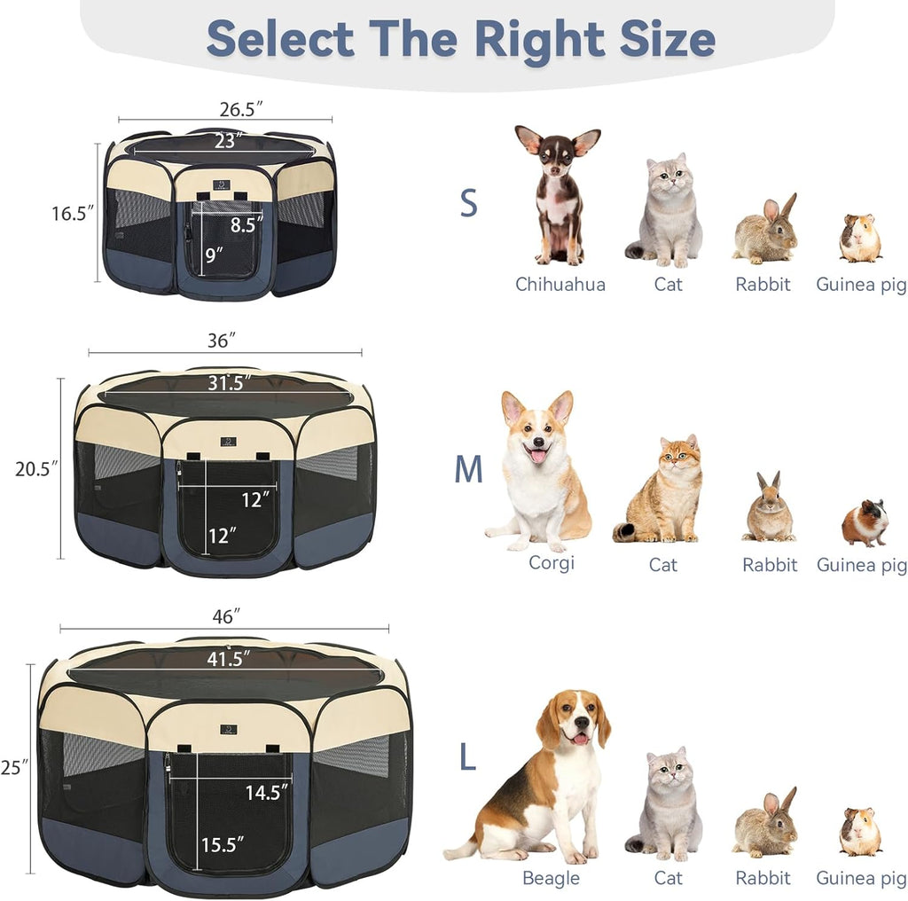 A4Pet Portable Dog Playpen for Small Dogs, 27" Foldable Small Pet Playpen for Puppy/Cat/Rabbit/Chick, Indoor Cat Playpen with Removable Zipper & Mesh Panel(11”W × 7.5”H)