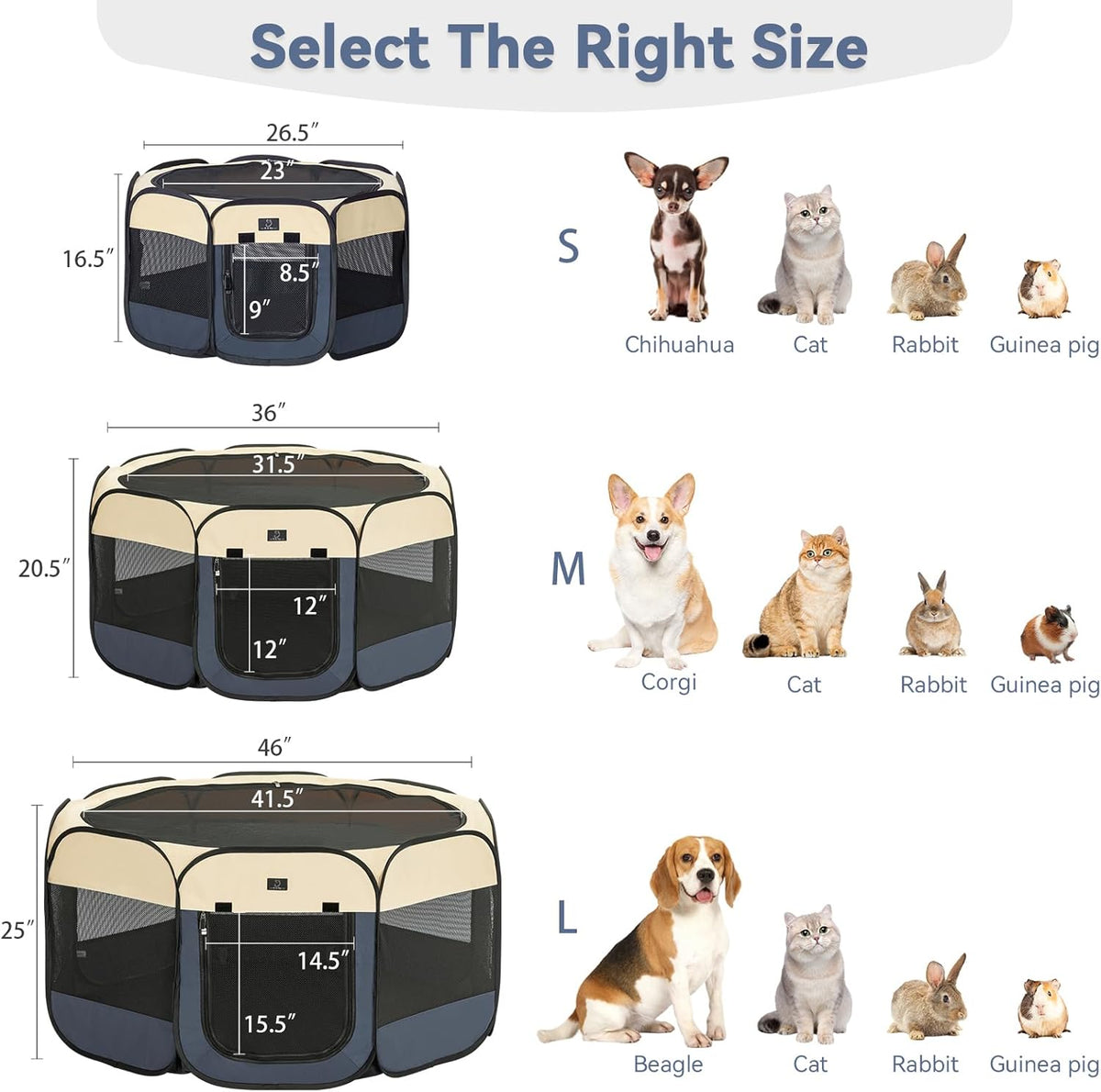 A4Pet Portable Dog Playpen for Small Dogs, 27" Foldable Small Pet Playpen for Puppy/Cat/Rabbit/Chick, Indoor Cat Playpen with Removable Zipper & Mesh Panel(11”W × 7.5”H)