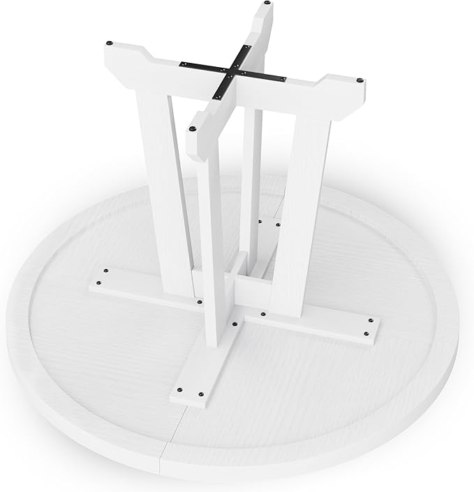 GarveeHome Round Dining Table for 4,Kitchen Dining Room Circle Dinner Pedestal Table,Space Saving Wood Kitchen & Dining Room Furniture,White 47-inch Diameter