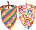 PTDECOR Rainbow Dog Bandanas Pride Day, Multi Size,“Love is Love” Pet Scarf Reversible Triangle LGBT+ Rainbow Bandanas for Small Dogs Pets (Small)