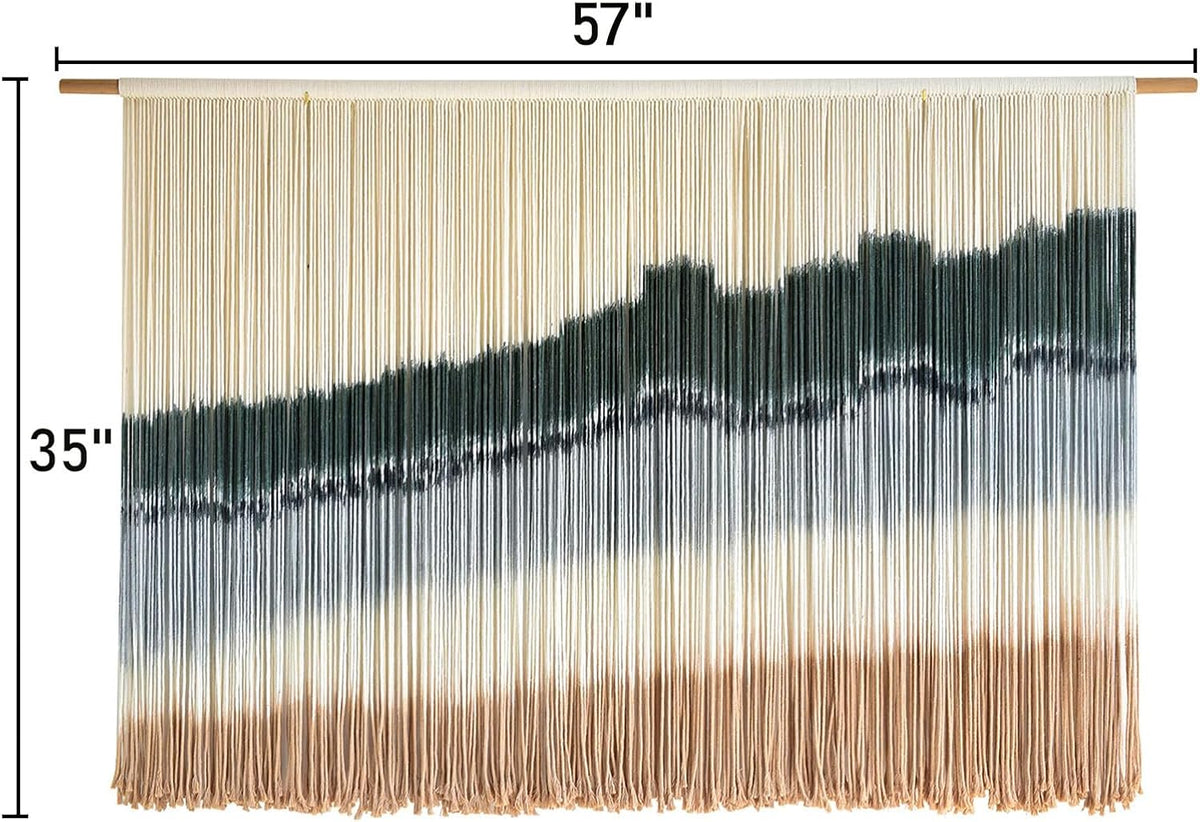 IOWER Large Macrame Wall Hanging Dip Dye Craftsmanship Fiber Yarn Wall Art Boho Wall Decor Home Decor 57''W x 35''L